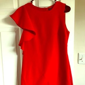 Gorgeous Red Dress with Side Ruffle Detail